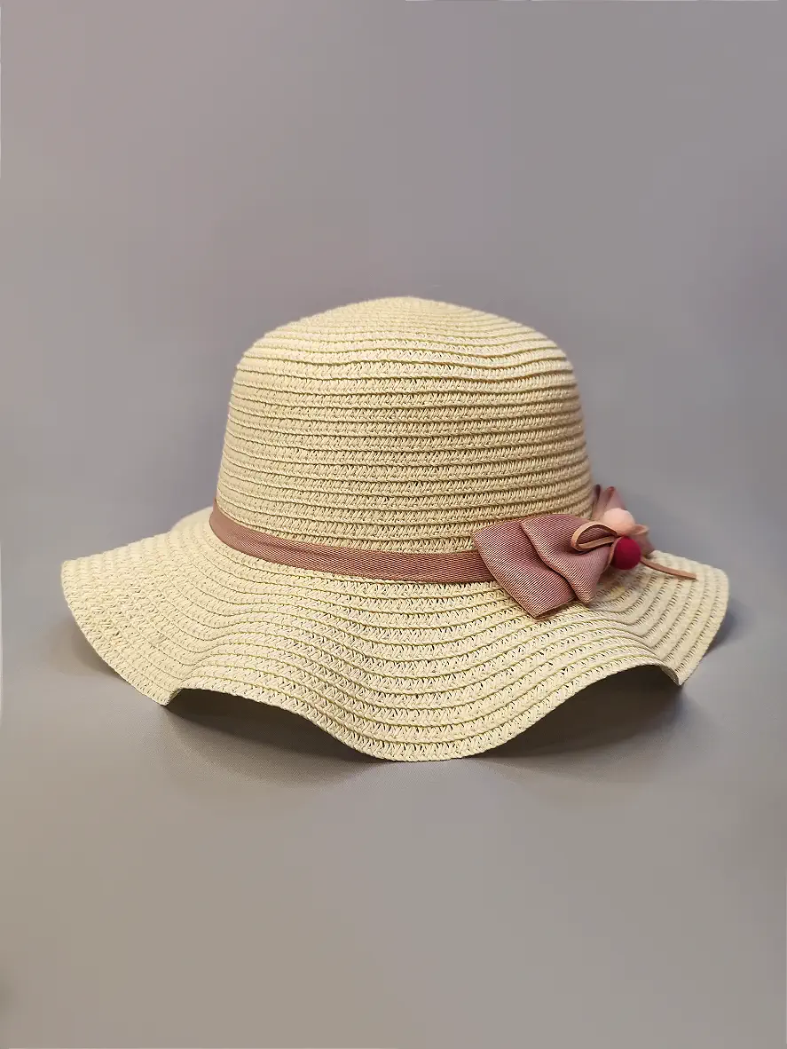 کلاه ساحلی پاپیونی شیری
