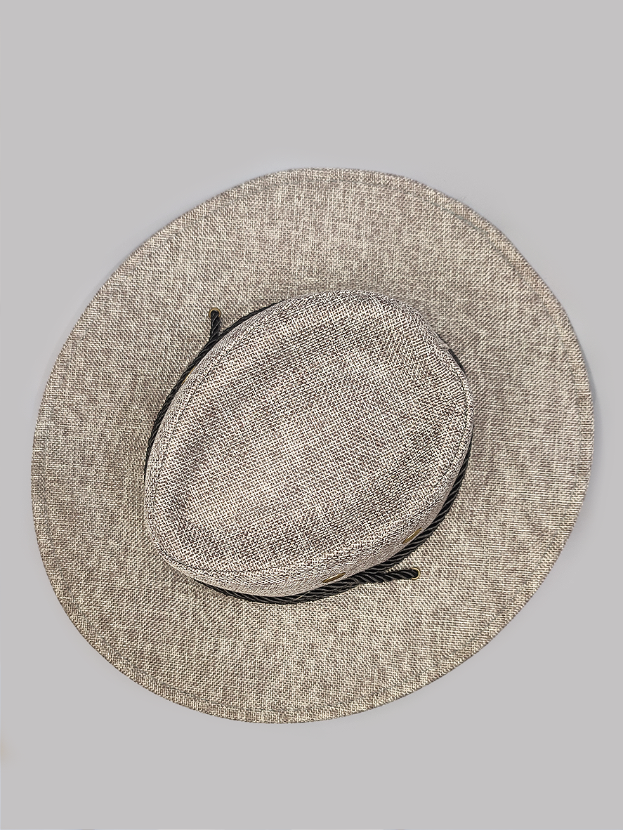 کلاه کابویی کنفی طوسی با بند مشکی کد 8802