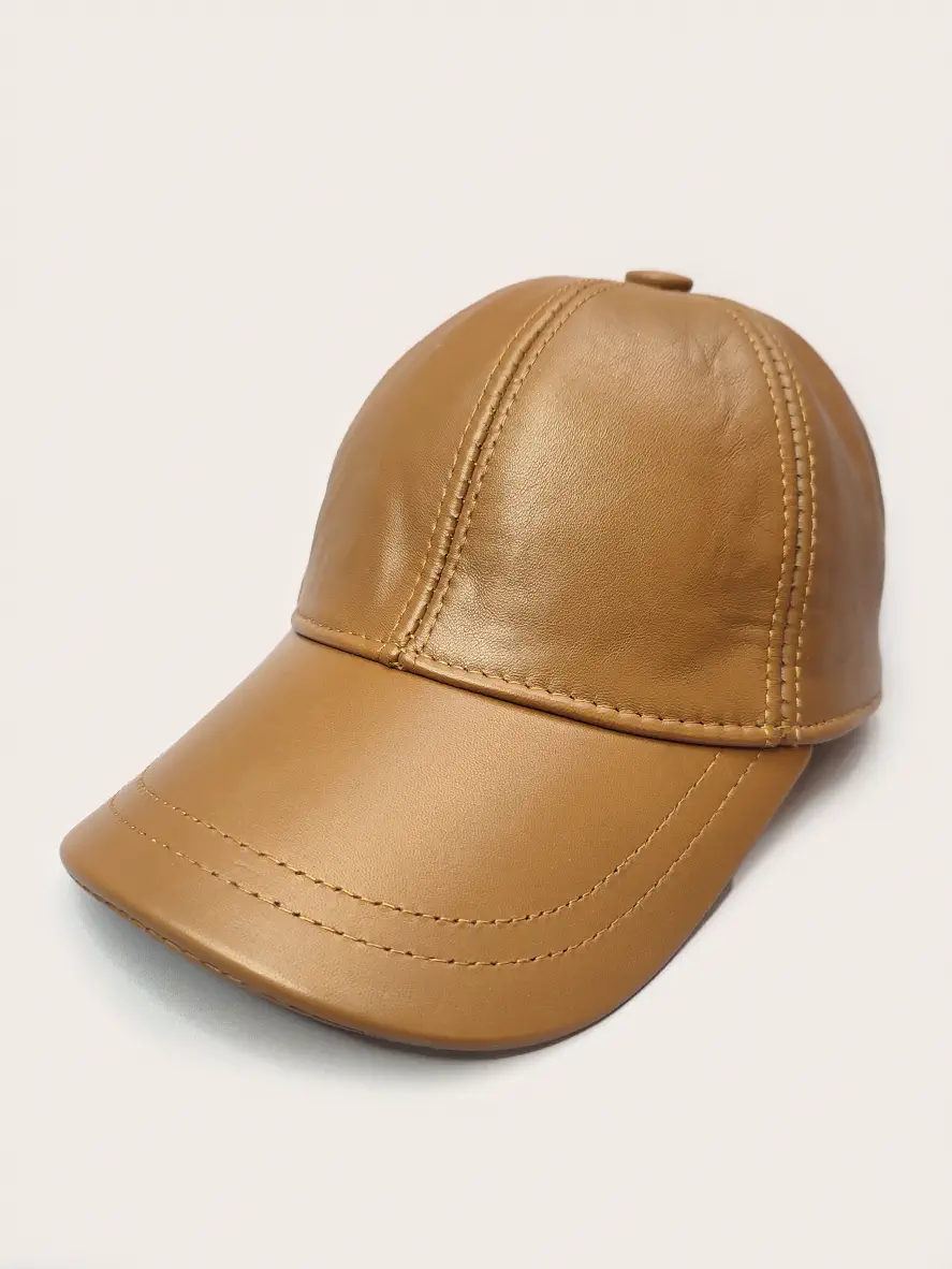 کلاه کپ چرم قهوه ای اورجینال
