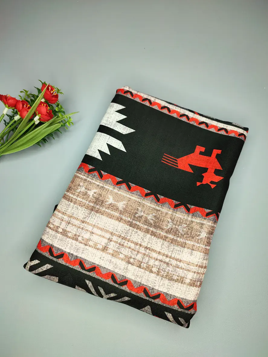 خرید روسری طرح سنتی مشکی و قرمز