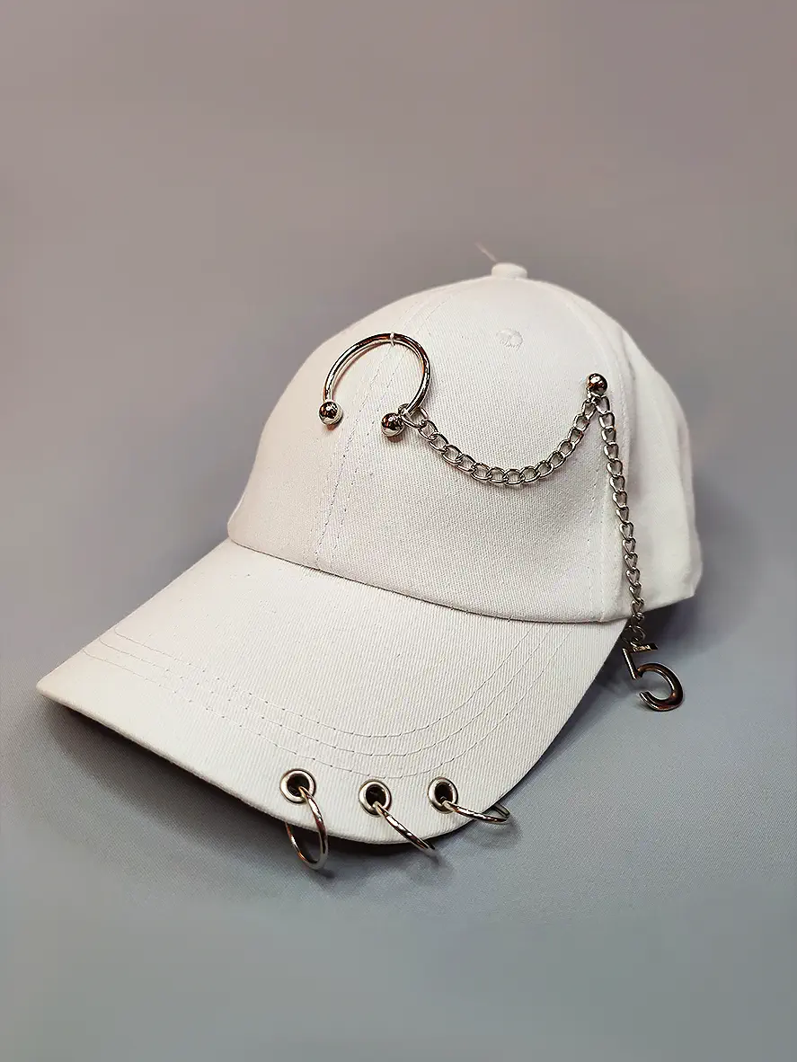 خرید کلاه سفید بیسبالی زنجیردار