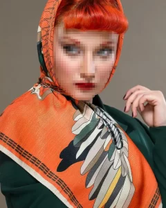 مدل بستن روسری مینی نارنجی