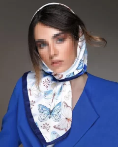 مینی اسکارف طرح پروانه آبی