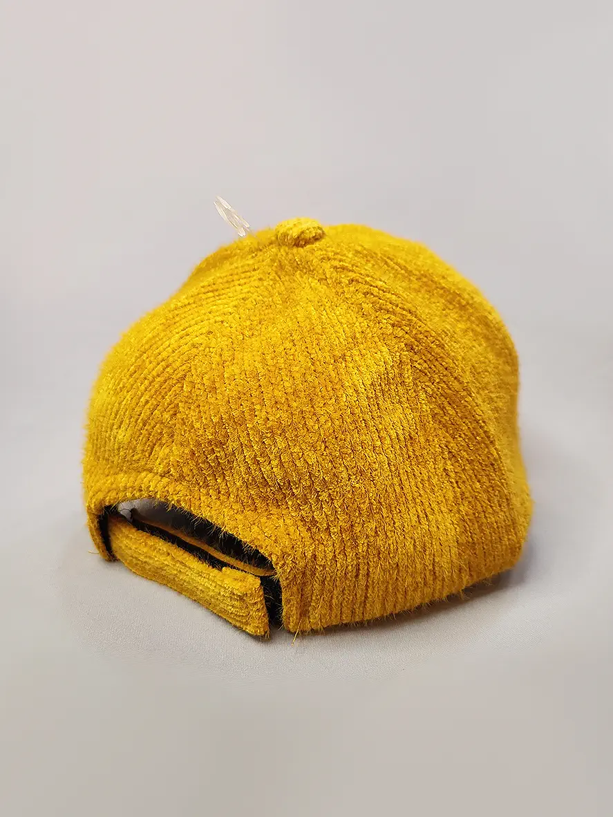 کلاه کپ ساده موهر دار رنگ خردلی کد 6483