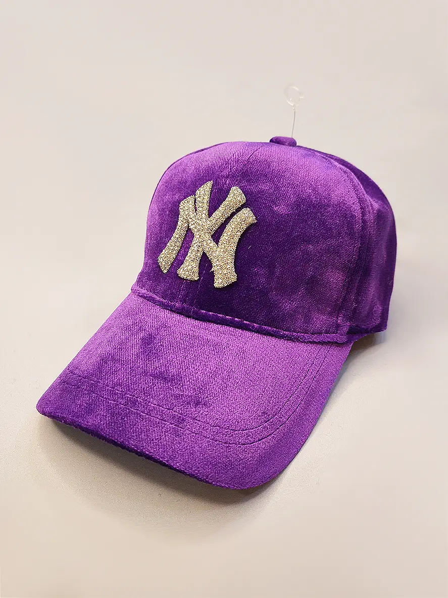 کلاه کپ NY بنفش نگین دار