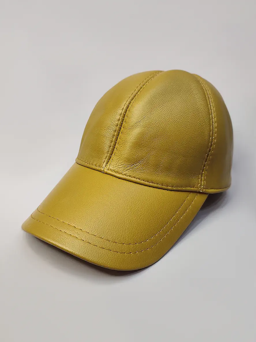 کلاه کپ چرم طبیعی سبز زیتونی