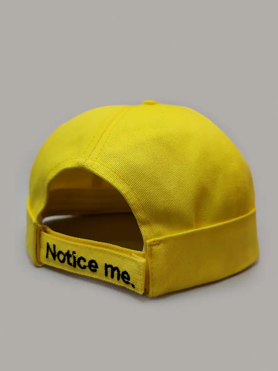 کلاه لئونی کتان رنگ زرد مدل Notice Me کد 4676