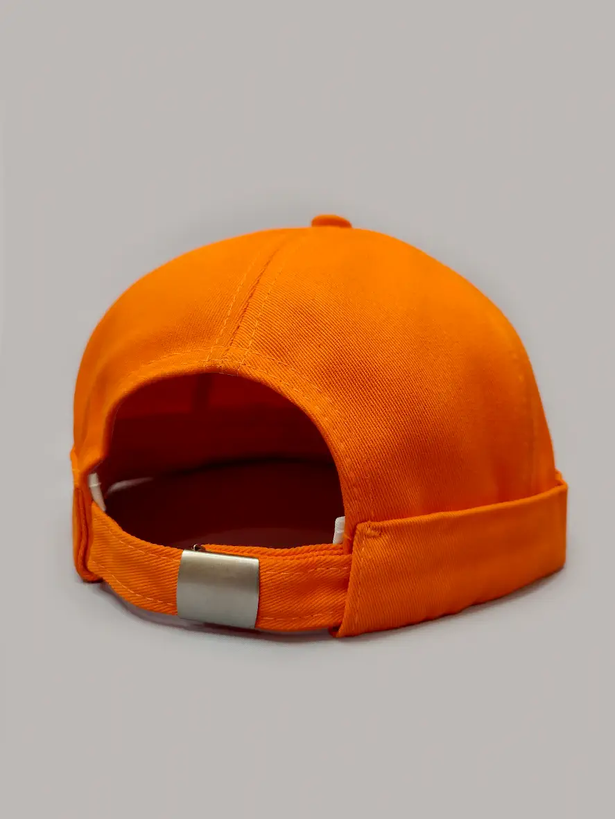 کلاه لئونی کتان نارنجی طرح Pessimistic کد 6611