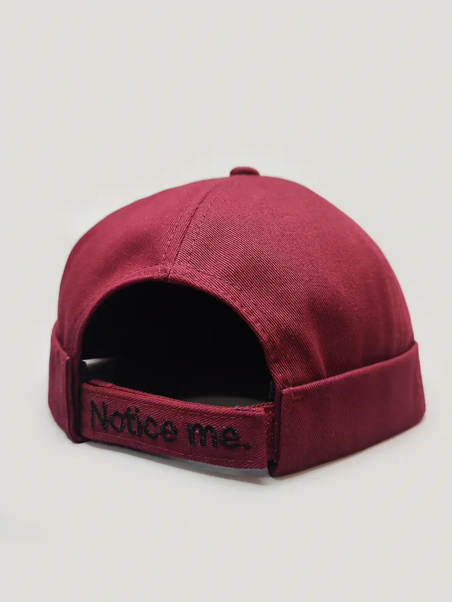 کلاه لئونی کتان رنگ زرشکی مدل Notice Me کد 6851