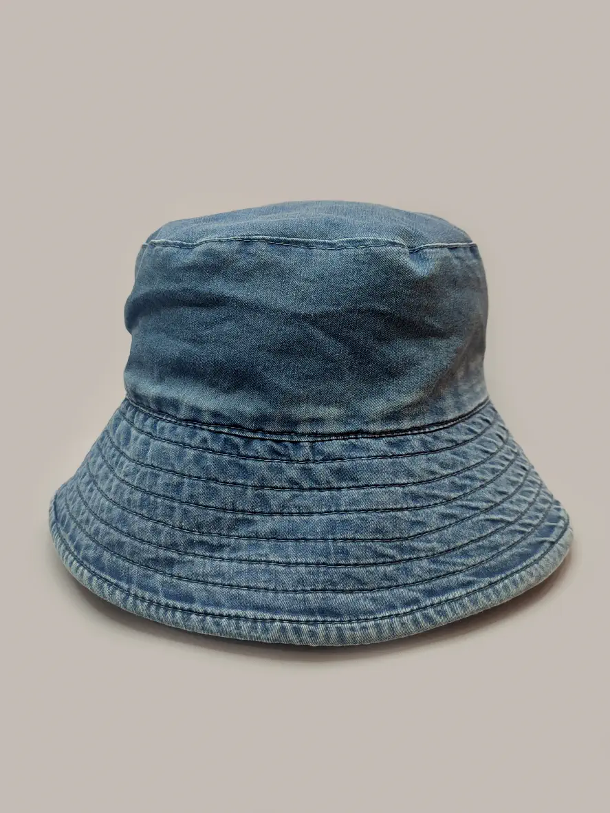 کلاه باکت جین آبی ساده