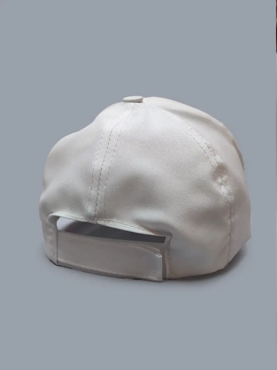 کلاه بیسبالی ساده کتان فلامنت رنگ سفید پشت چسبی