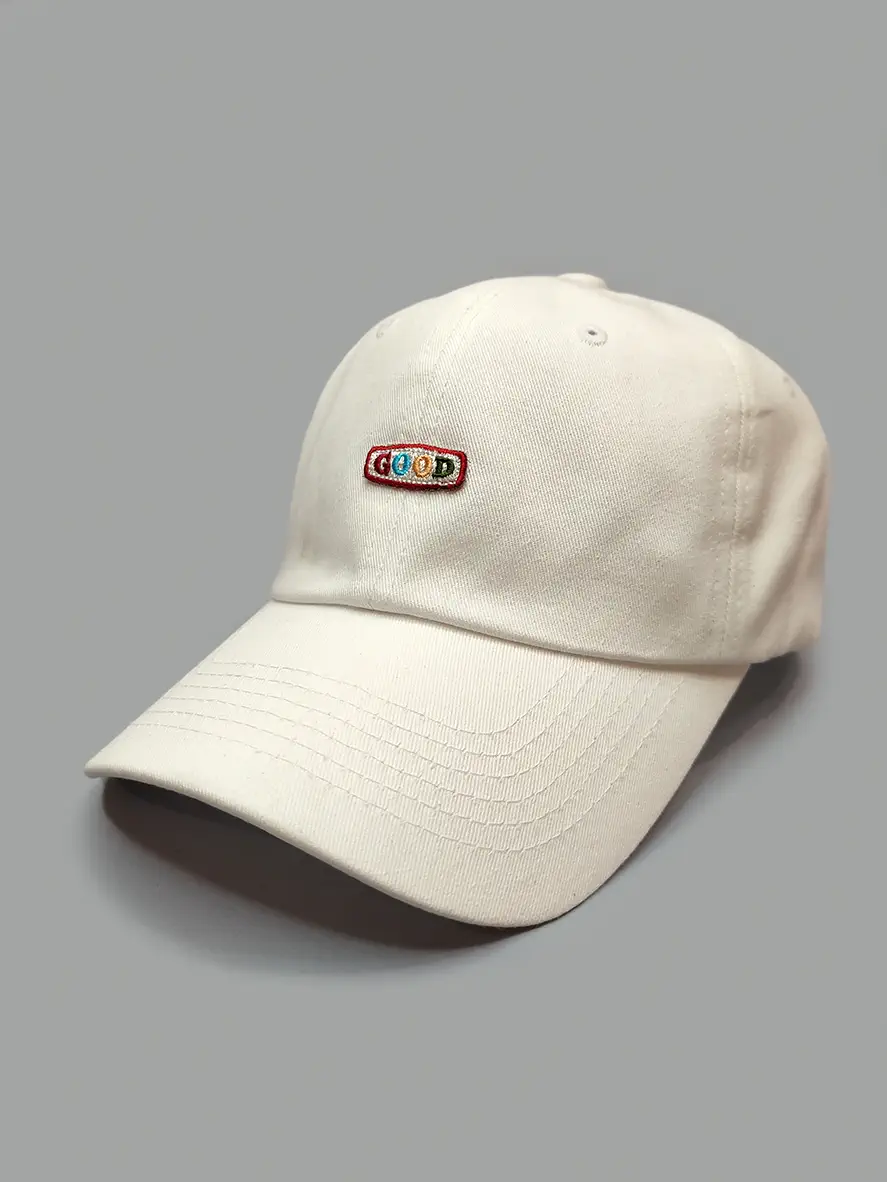 کلاه کپ کتان سفید طرح GOOD