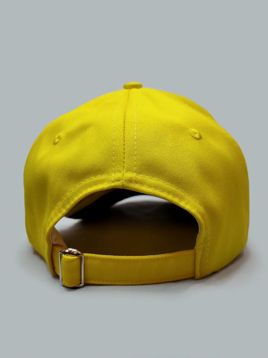 کلاه کپ کتان اورجینال ساده زرد پشت سگکی کد 1547