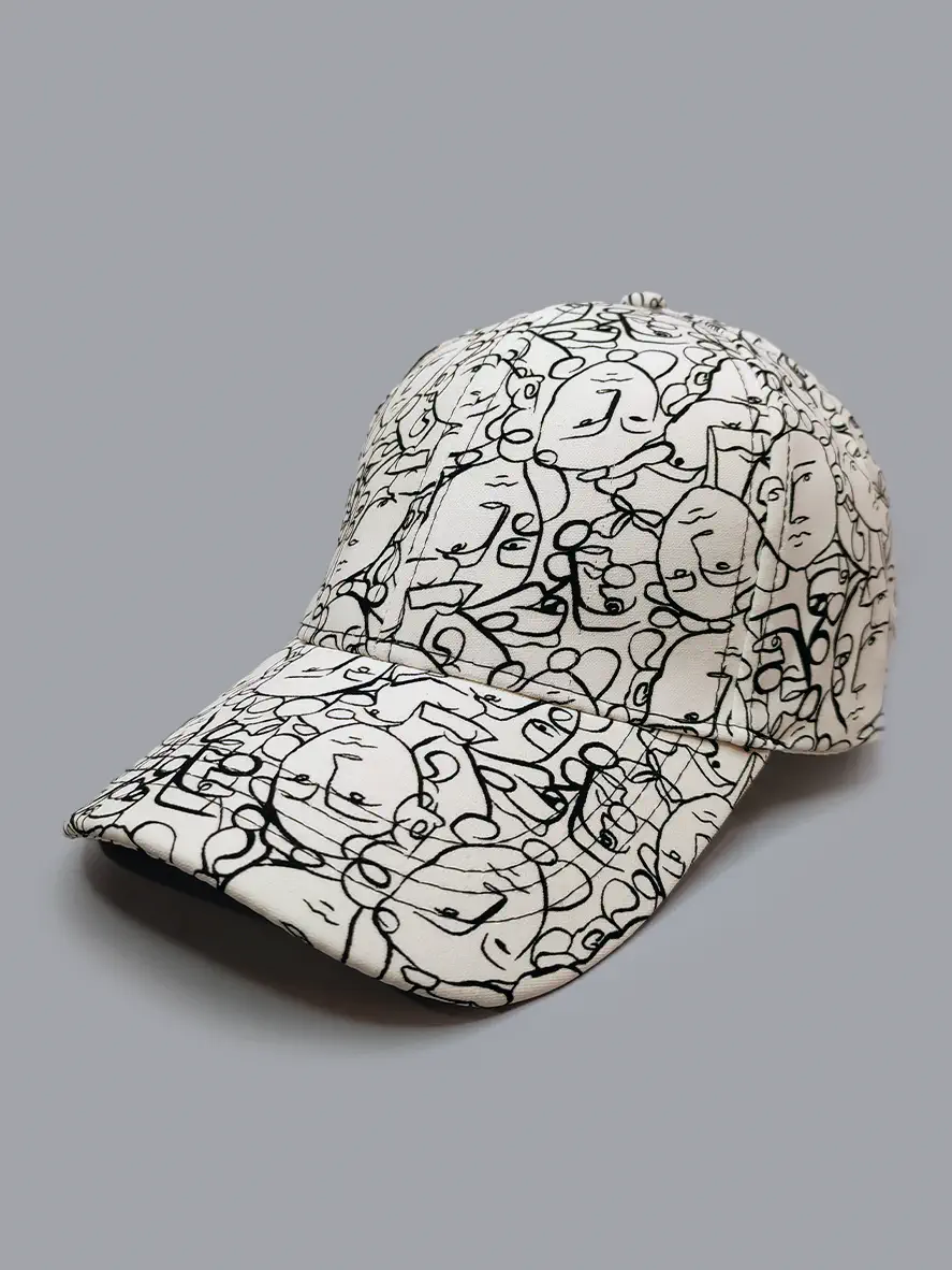 کلاه کپ سفید طرح چهره