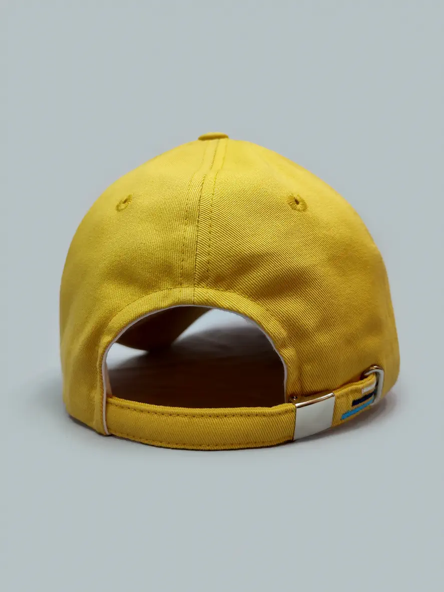 کلاه بیسبالی زرد کتان مدل بک گراند