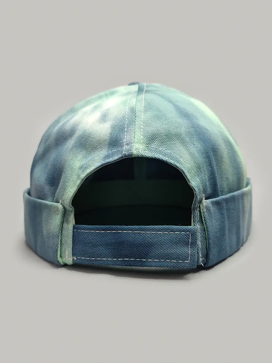 کلاه لئونی کتان مدل آبرنگی سبز آبی کد 2853