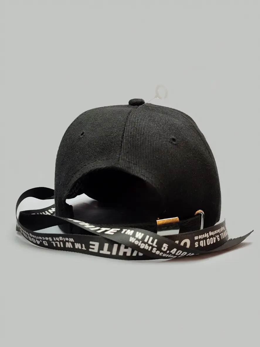 کلاه کپ کتان مشکی مدل بند دار پشت سگکی کد 8411