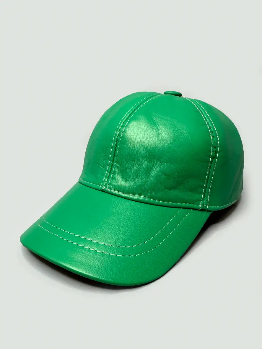 کلاه کپ چرم طبیعی سبز