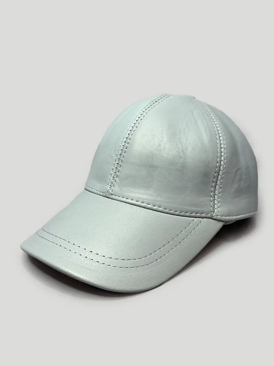 کلاه کپ چرم طبیعی آبی آسمانی
