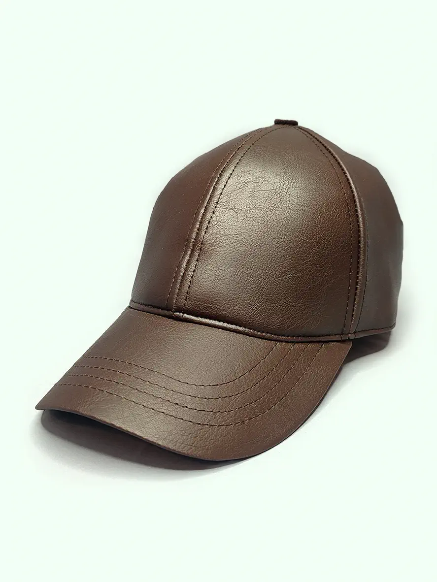 کلاه کپ چرم قهوه ای